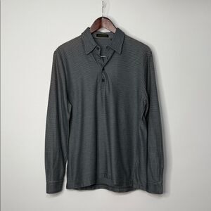 Joseph Abboud Long Sleeve Pima Cotton Striped Polo Shirt Size Large
